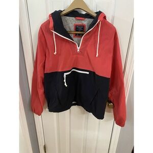 Abercrombie & Fitch Anorak Windbreaker Women Size M Coral Navy Blue Excellent